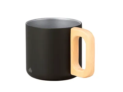Taza de acero reciclado Garfun 400 ml asa de madera personalizable