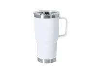 Taza térmica reciclada Paster 600 ml con asa de acero inox reciclado, vista lateral