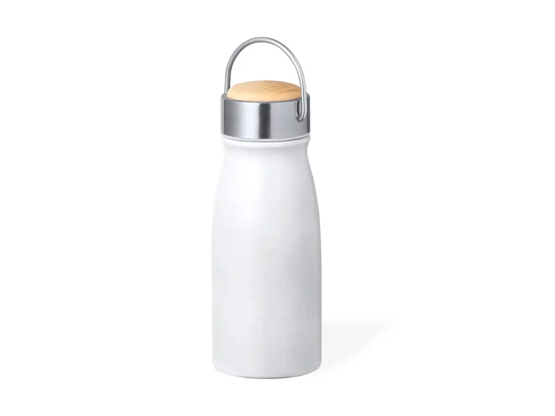 Botella térmica de acero Barns 350 ml tapón madera en blanco de acero inox/ madera, vista frontal