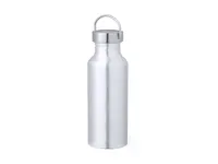 Bidón de aluminio reciclado Zandor 650 ml tapón plateado de aluminio reciclado, vista lateral