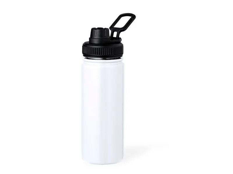 Botella térmica de acero Corvac 550 ml asa ajustable en blanco de acero inox, vista frontal