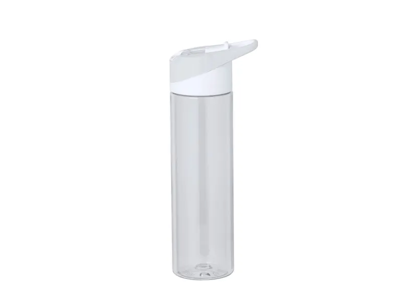 Bidón de RPET Laudon 600 ml con pajita en blanco de RPET, vista frontal