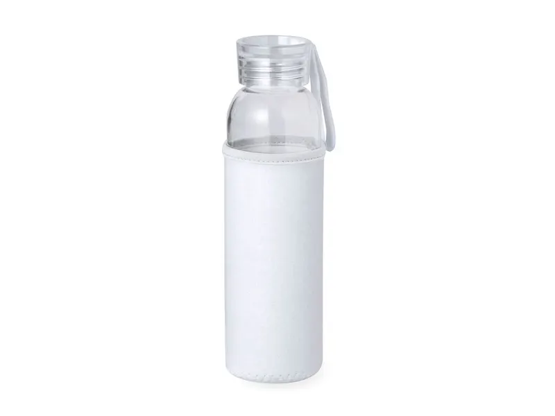 Botella de cristal Venen 500 ml con funda soft shell en blanco de cristal, vista frontal