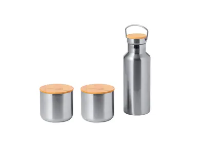 Set botella térmica Dickinson 500 ml y 2 vasos de acero personalizable