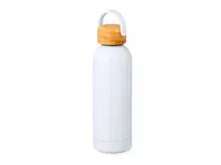 Botella térmica de acero Jano 500 ml sublimación con asa de acero inox/ bambú, vista lateral