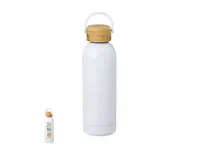 Botella térmica de acero Jano 500 ml sublimación con asa de acero inox/ bambú, vista frontal