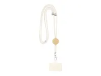 Lanyard de algodón Reuter con soporte para móvil de algodón/ bambú, vista lateral