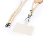 Lanyard de algodón Reuter con soporte para móvil de algodón/ bambú, detalle 1