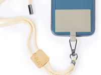 Lanyard de algodón Reuter con soporte para móvil de algodón/ bambú, detalle 2