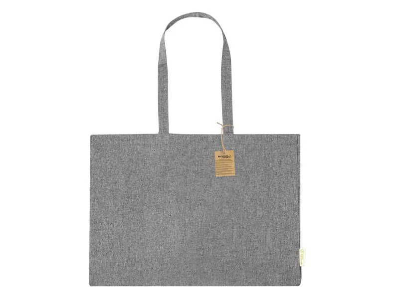 Bolsa de algodón reciclado Bonillo 220 g con fuelle en negro de algodón reciclado 220 g/ m2, vista frontal