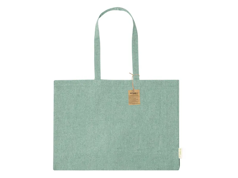Bolsa de algodón reciclado Bonillo 220 g con fuelle en verde de algodón reciclado 220 g/ m2, vista frontal