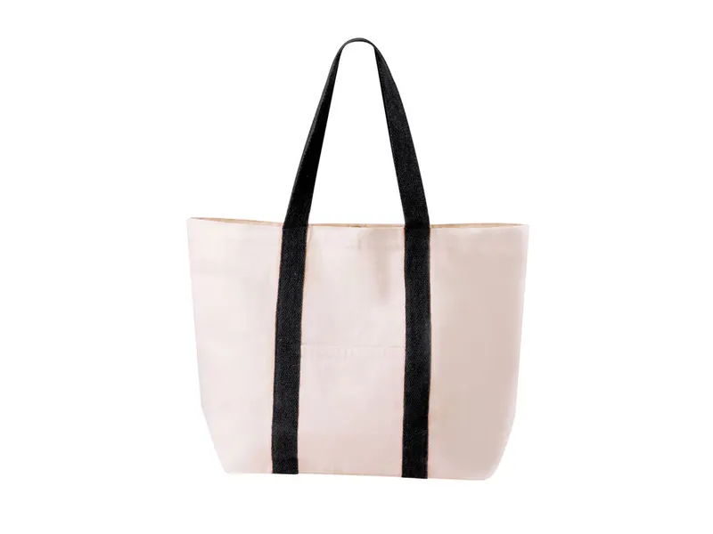 Bolsa de algodón Dretan 280 g con botón y bolsillos en negro de algodón 280 g/ m2, vista frontal