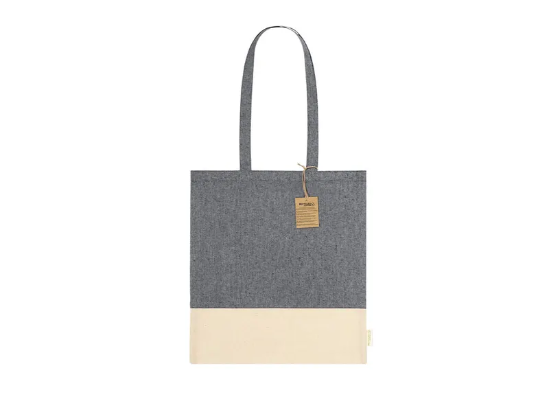 Bolsa de algodón reciclado Skadi 120 g resiste 8 kg en negro de algodón reciclado 120 g/ m2, vista frontal