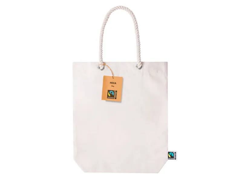 Bolsa de algodón Hexa Fairtrade 280 g con fuelle en fairtrade natural de algodón fairtrade 280 g/ m2, vista frontal