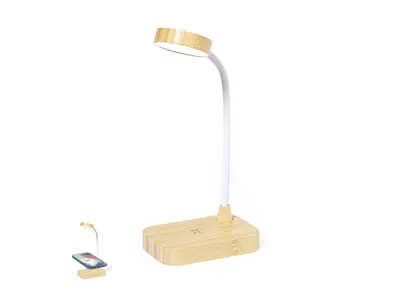 Lámpara flexible de bambú con cargador 15 W personalizable