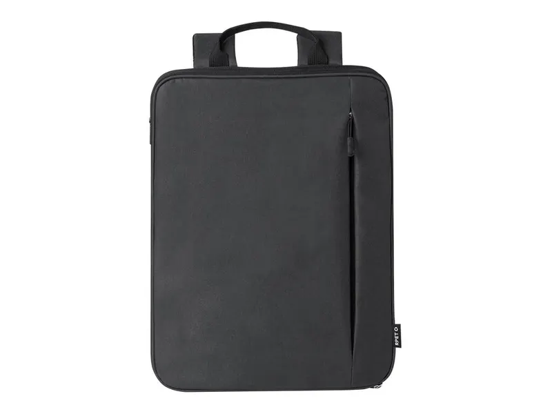 Mochila extensible de RPET Weiter portátil 15 pulgadas en negro de poliéster 300D RPET, vista frontal