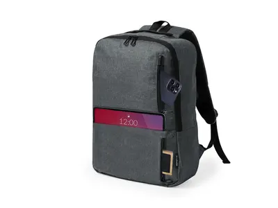 Mochila de RPET Ingria 600D 3 bolsillos frontales personalizable