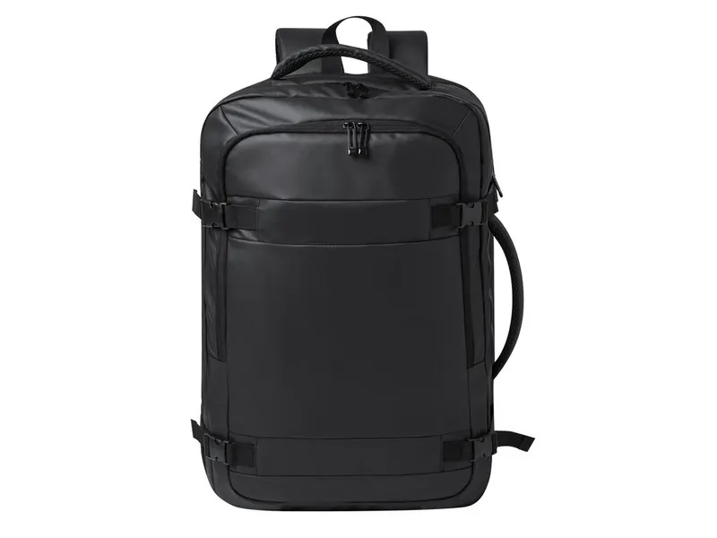 Mochila de viaje cabina polipiel Tanen 17 pulgadas en negro de PU, vista frontal