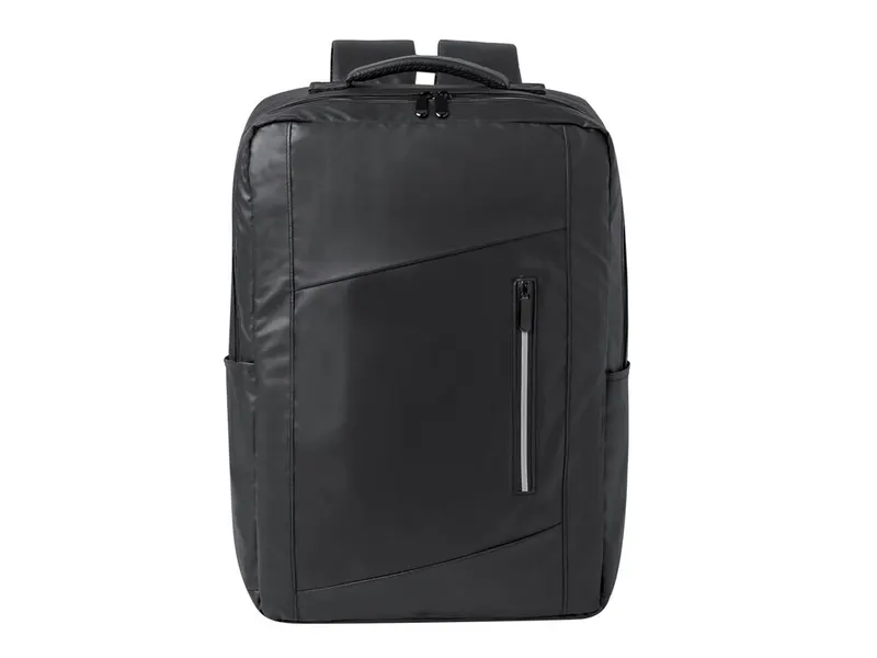 Mochila de polipiel Nexera banda reflectante 15 pulgadas en negro de PU, vista frontal