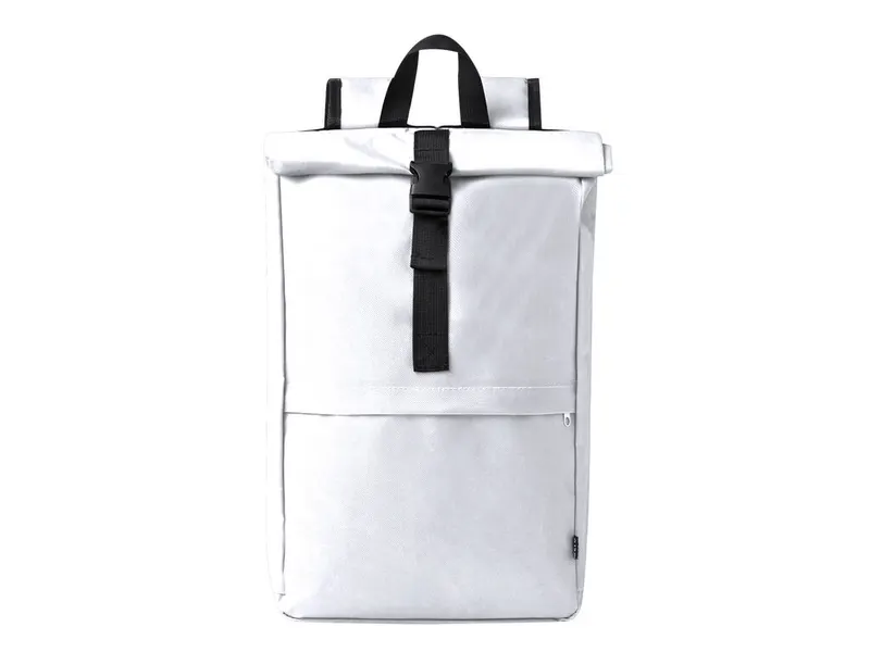 Mochila de RPET Vaega 600D cierre de hebilla en blanco de poliéster 600D RPET, vista frontal