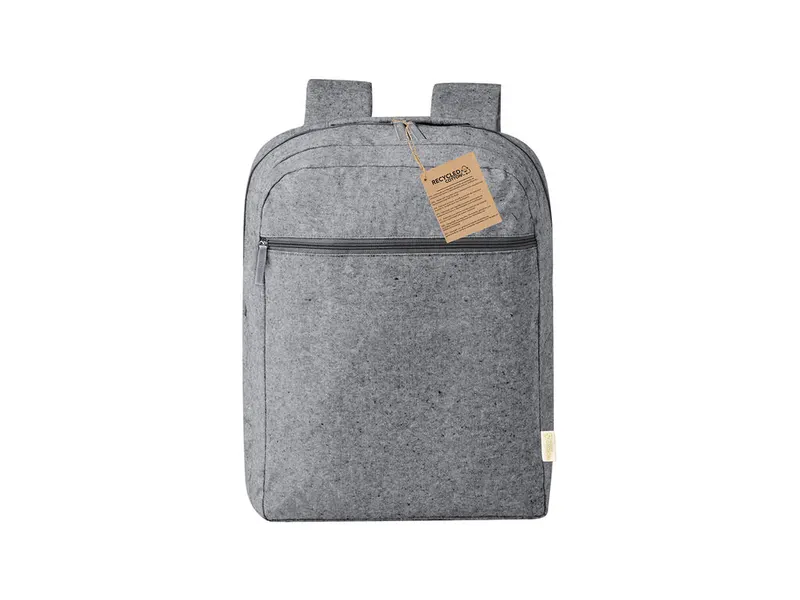 Mochila de algodón reciclado Bigail 300 g en negro de algodón reciclado 300 g/ m2, vista frontal