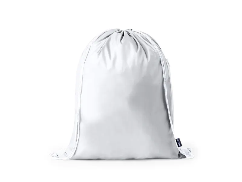 Mochila de cuerdas RPET Hildan 210T bolsillo lateral en blanco de poliéster 210T RPET, vista frontal