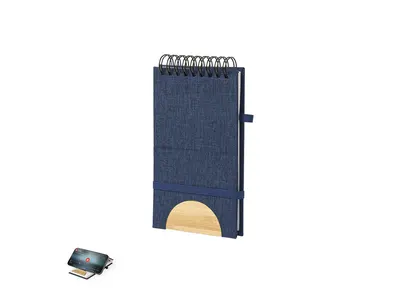 Libreta de anillas RPET y bambú Alyxa con soporte móvil personalizable