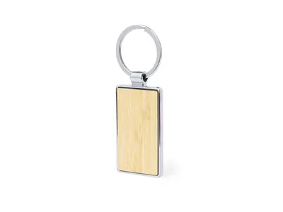 Llavero de bambú y metal Arixon cromado personalizable