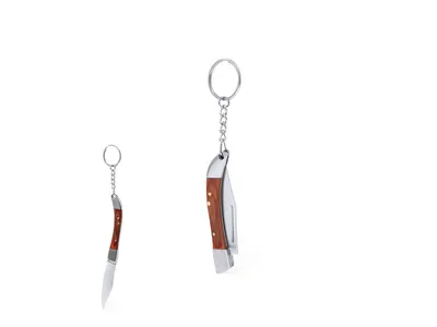 Llavero navaja de acero inoxidable y madera personalizable