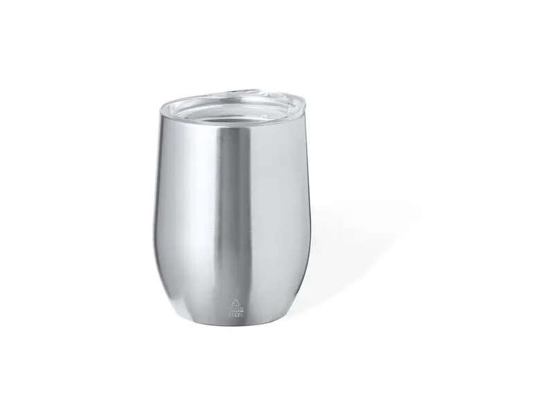 Vaso térmico de acero reciclado Yarton 340 ml en plateado de acero inox reciclado, vista frontal