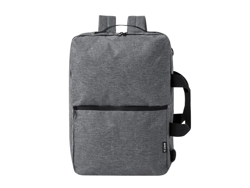 Mochila portadocumentos de RPET Makarzur 600D 3 usos en gris de poliéster 600D RPET, vista frontal
