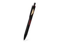 Bolígrafo de aluminio Piklam goma negro y clip con bambú de bambú/ aluminio, vista lateral