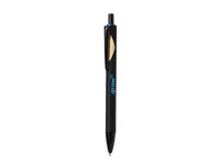 Bolígrafo de aluminio Piklam goma negro y clip con bambú de bambú/ aluminio, vista frontal