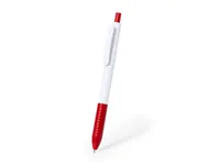 Bolígrafo de ABS Xylander pulsador caña y clip blancos, vista lateral