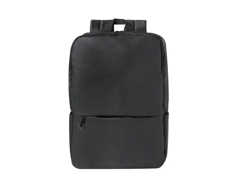 Mochila de polipiel Sarek urbana 2 bolsillos 15 pulgadas en negro de poliéster 600D/ PU, vista frontal