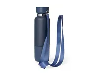 Botella térmica de acero Flautrok 500 ml con vaso y lanyard de acero inox, vista lateral