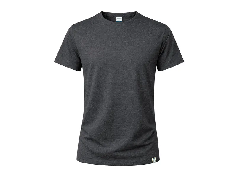 Camiseta de algodón reciclado RPET Bandul 150 g en negro de 60% algodón reciclado single jersey/ 40%, vista frontal