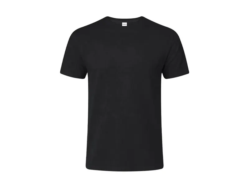 Camiseta de algodón Seiyo 160 g tubular en colores en negro de 100% algodón ring spun, single jersey 160 g/, vista frontal
