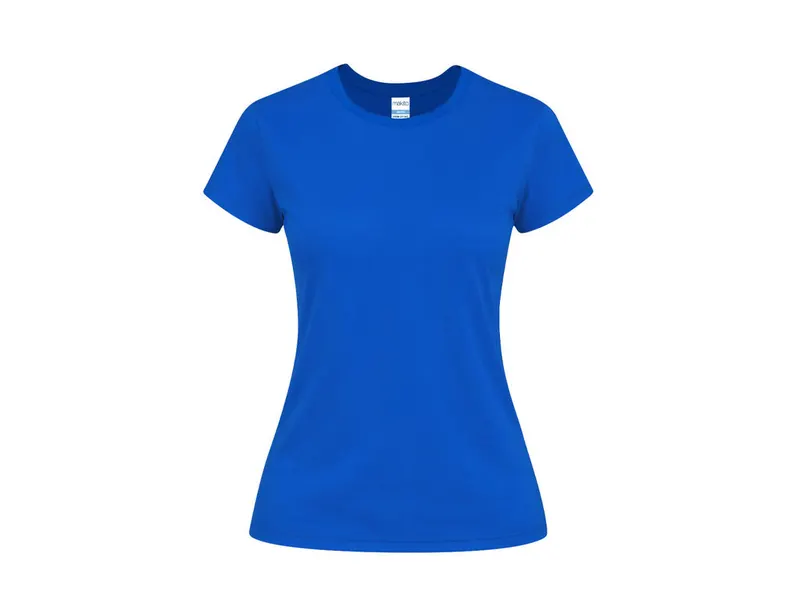 Camiseta de algodón Seiyo 160 g mujer en colores en azul de 100% algodón ring spun, single jersey 160 g/, vista frontal