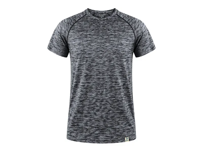 Camiseta técnica de RPET Kassar space dye 135 g en negro de poliéster RPET 135 g/ m2, vista frontal