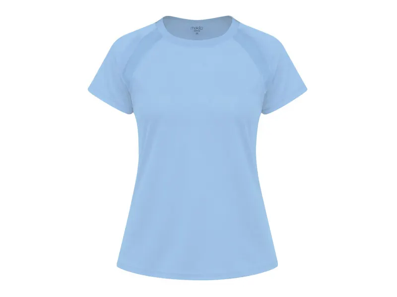 Camiseta técnica bandas de malla Sappor 135 g mujer en azul claro de poliéster 135 g/ m2, vista frontal