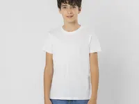 Camiseta de algodón Seiyo 160 g niño en blanco de 100% algodón ring spun, single jersey 160 g/, vista frontal