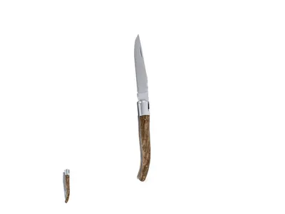 Navaja de madera lacada Rinex con hoja punta de aguja personalizable