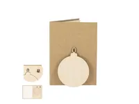 Set postal navideña Astrox con bola de madera y semillas de madera, vista frontal