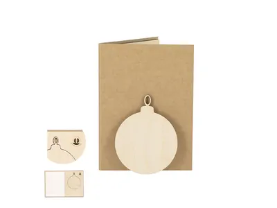 Set postal navideña con bola de madera y semillas personalizable