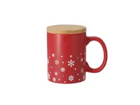 Taza de cerámica Helogran navideña 300 ml con tapa de bambú de cerámica/ bambú, vista lateral