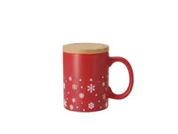 Taza de cerámica Helogran navideña 300 ml con tapa de bambú de cerámica/ bambú, vista frontal