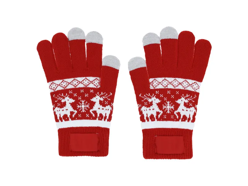 Guantes navideños táctiles de acrílico Kainex en rojo de acrílico, vista frontal