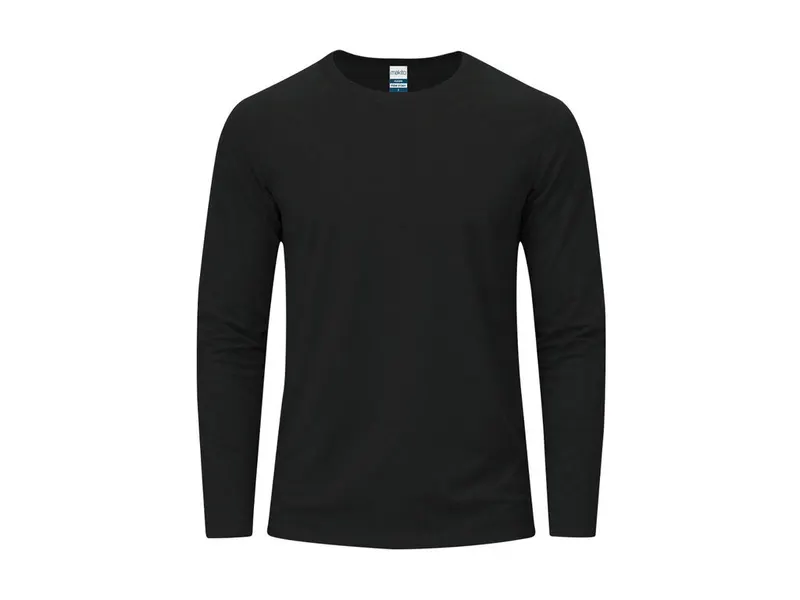 Camiseta manga larga de algodón Hawk 160 g en negro de 100% algodón ring spun, single jersey 160 g/, vista frontal