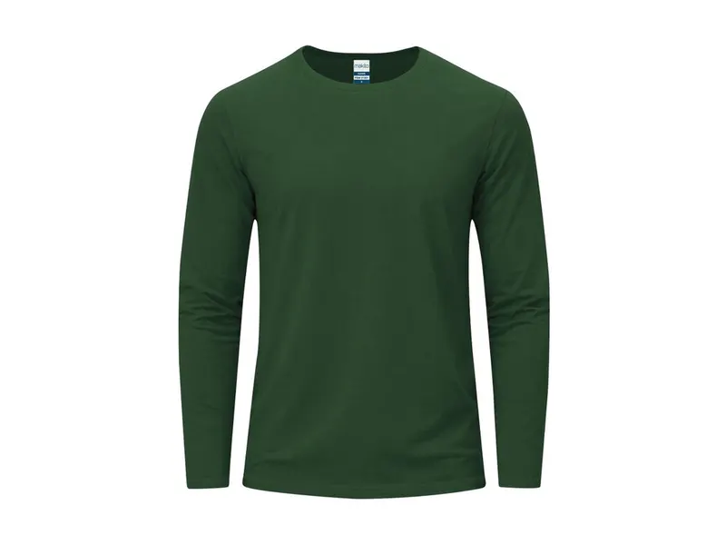 Camiseta manga larga de algodón Hawk 160 g en verde botella de 100% algodón ring spun, single jersey 160 g/, vista frontal